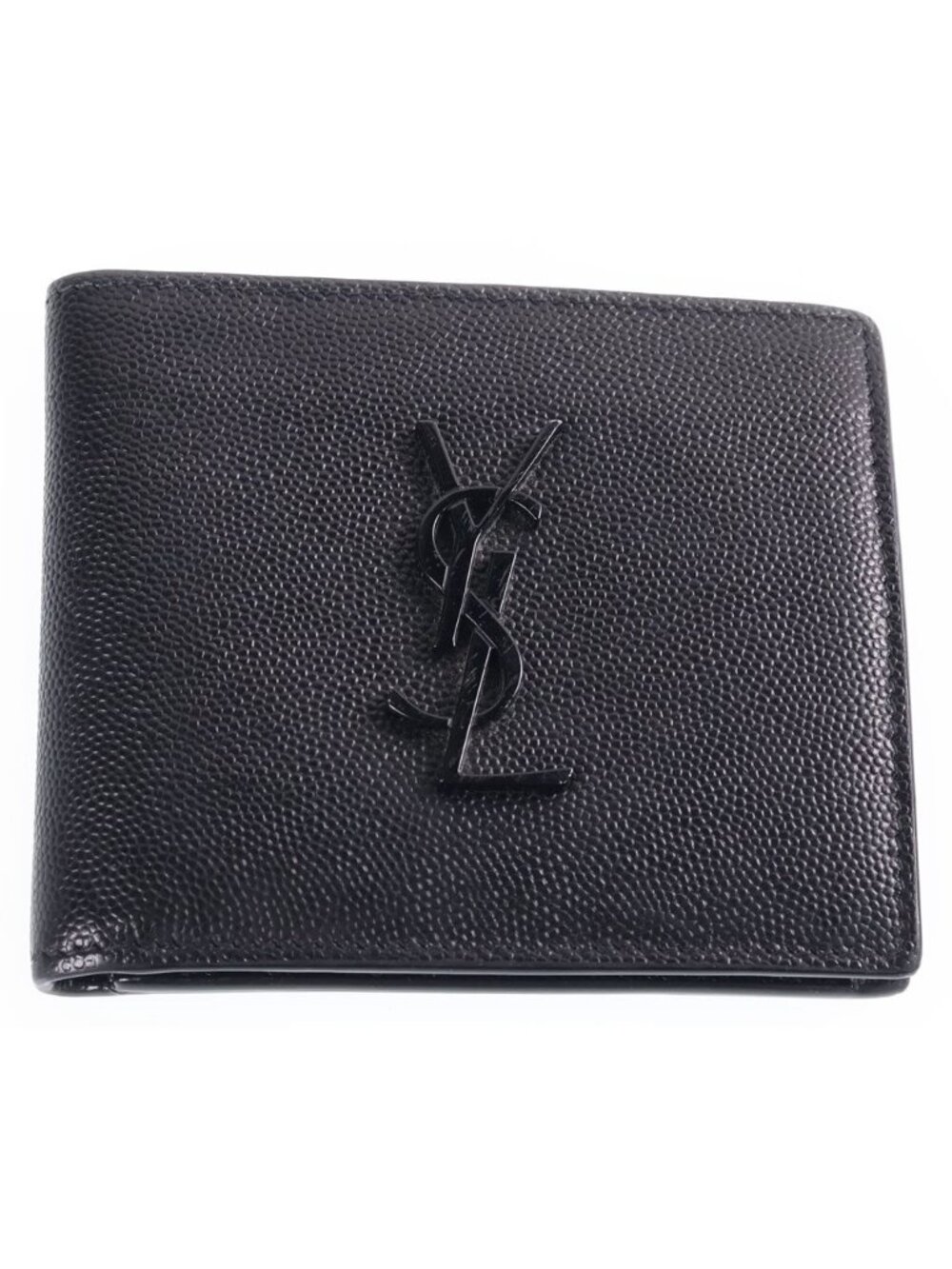 Saint Laurent Paris Logo Embossed Leather Bifold Black Wallet